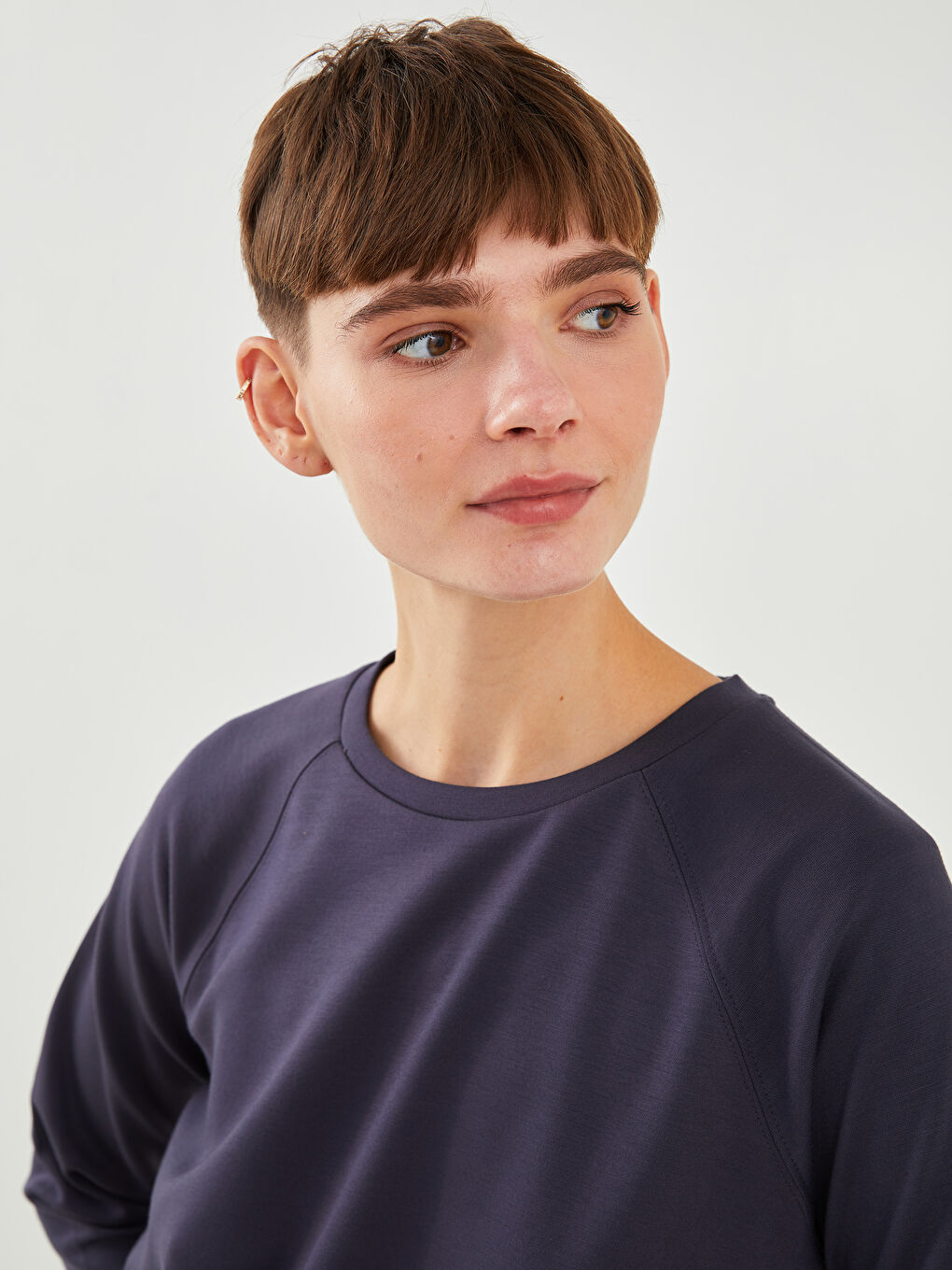 LCW Vision Rundhalsausschnitt Schlicht Langarm Damen-Sweatshirt -W1FE17Z8-HGV