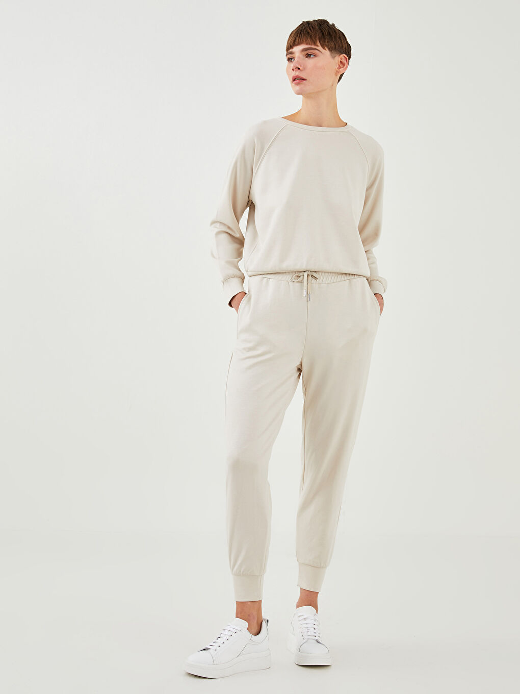 Women's High Waist Pocket Detailed Jogger Sweatpants -W1FE18Z8-G5M
