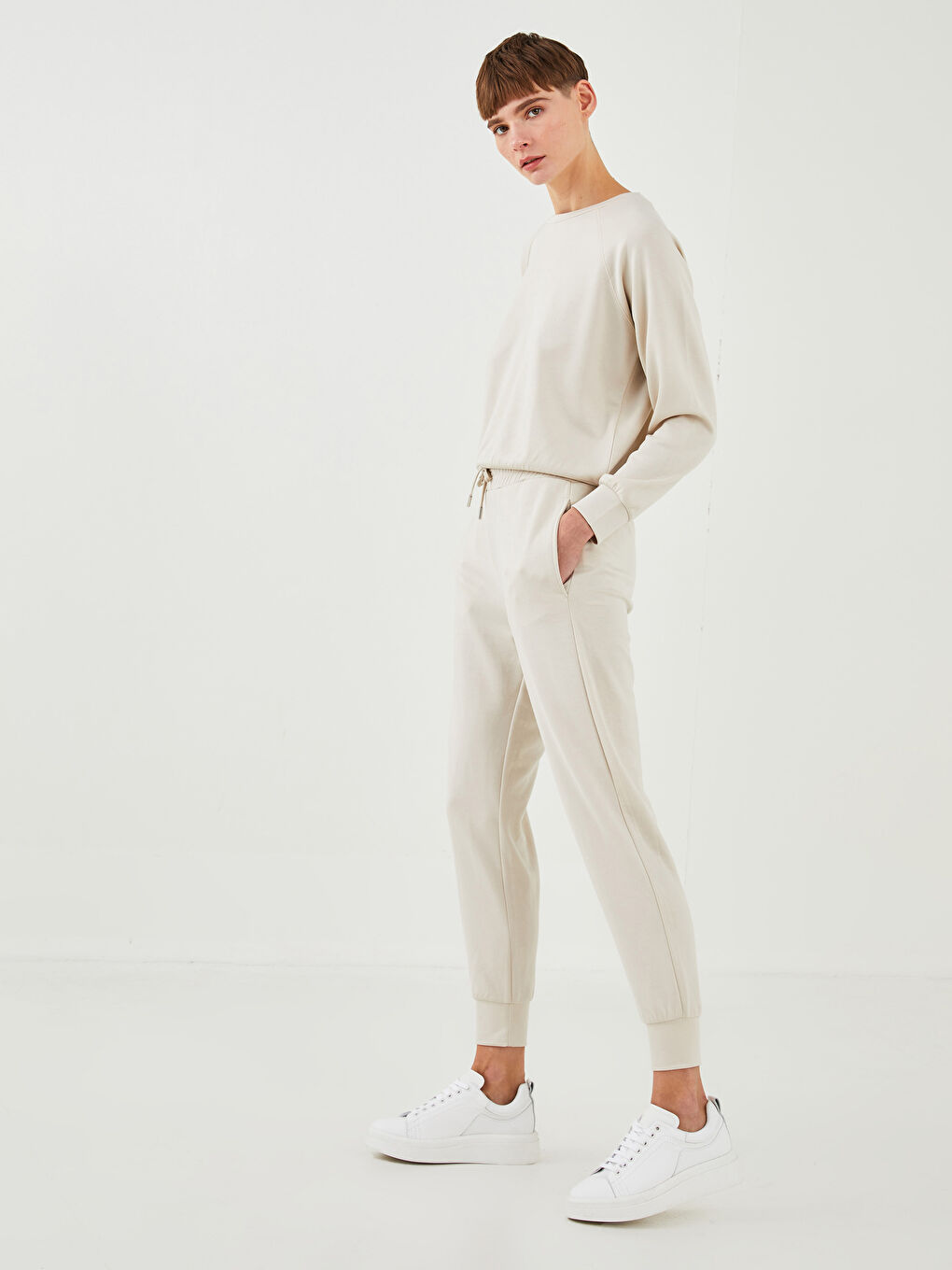 Women's High Waist Pocket Detailed Jogger Sweatpants -W1FE18Z8-G5M