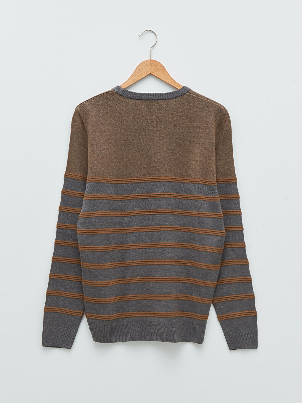 Ерлерге арналған трикотаж ұзын жеңді дөңгелек жағалы жемпір-6