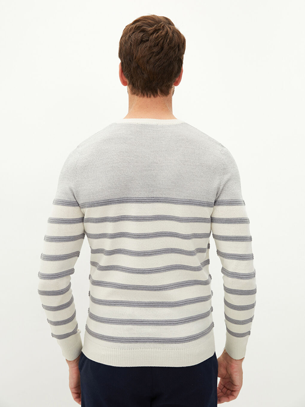 Crew Neck Long Sleeve Men's Tricot Sweater-4