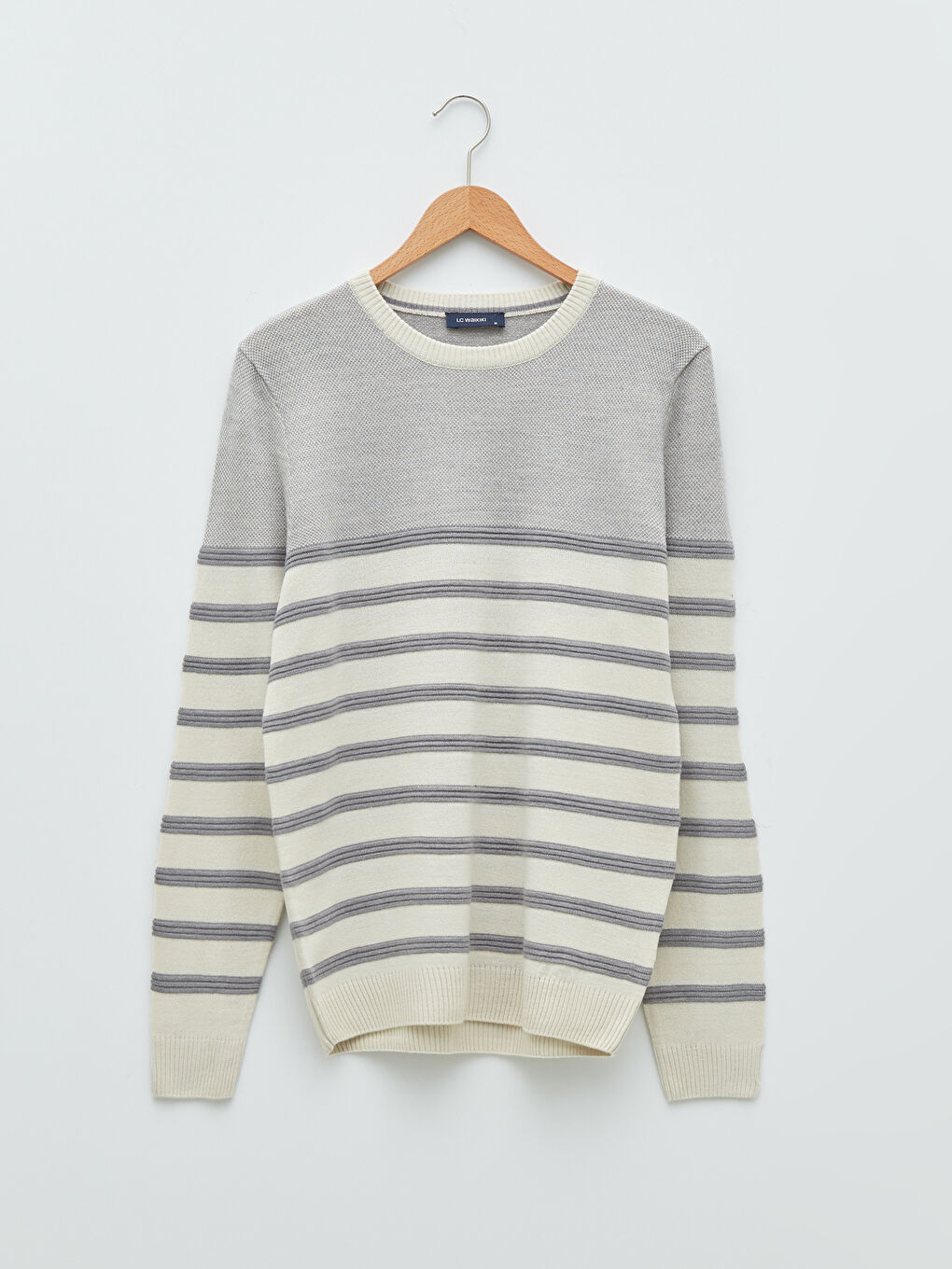 Crew Neck Long Sleeve Men's Tricot Sweater-5