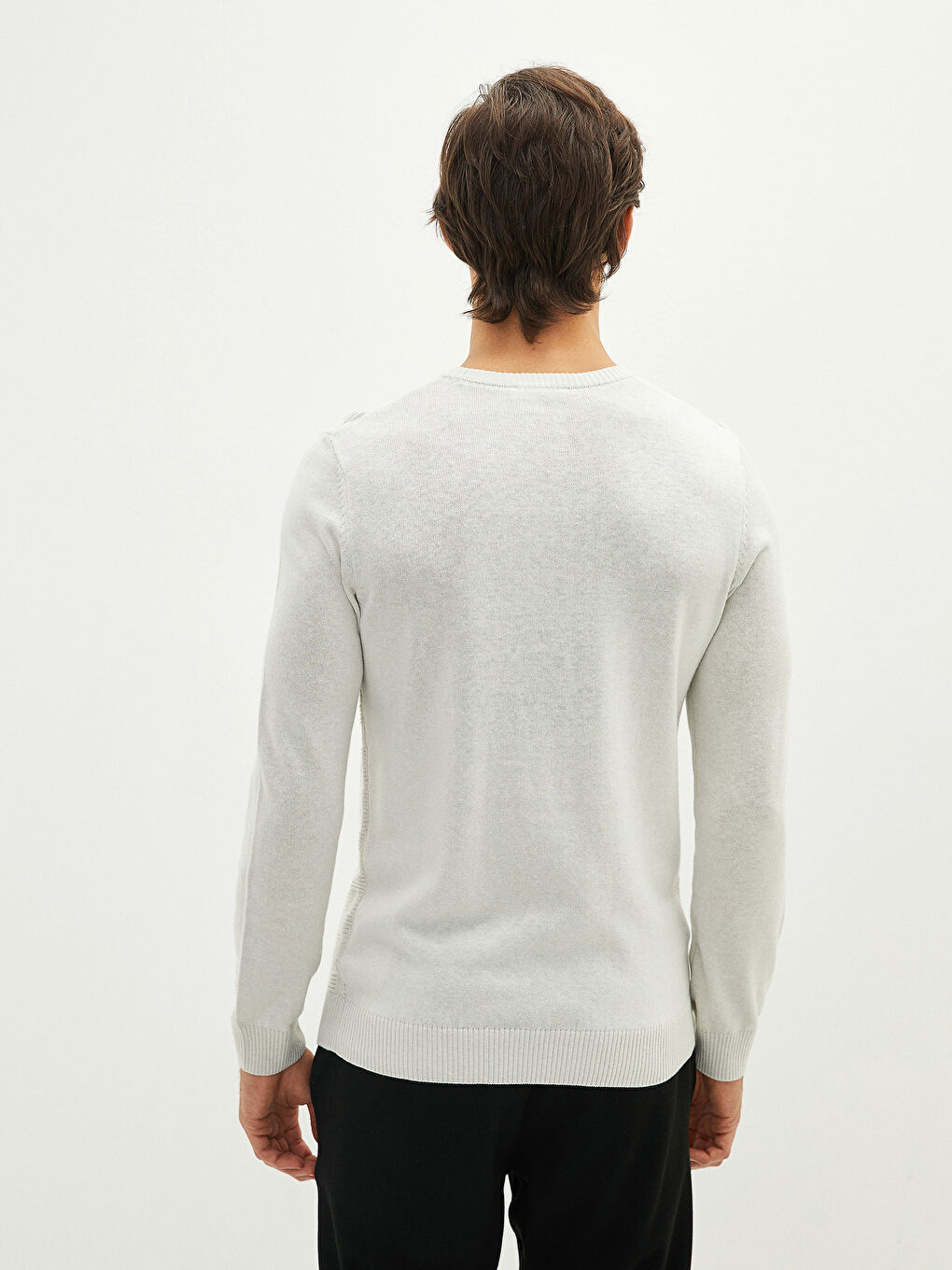 Crew Neck Long Sleeve Men's Tricot Sweater-4