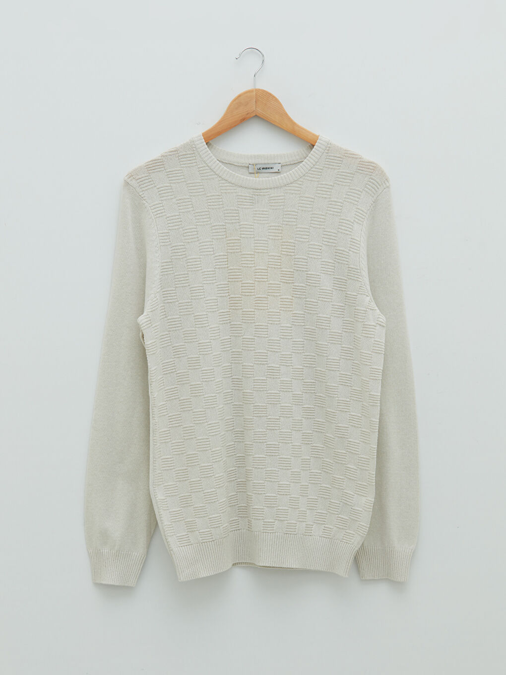 Crew Neck Long Sleeve Men's Tricot Sweater-5