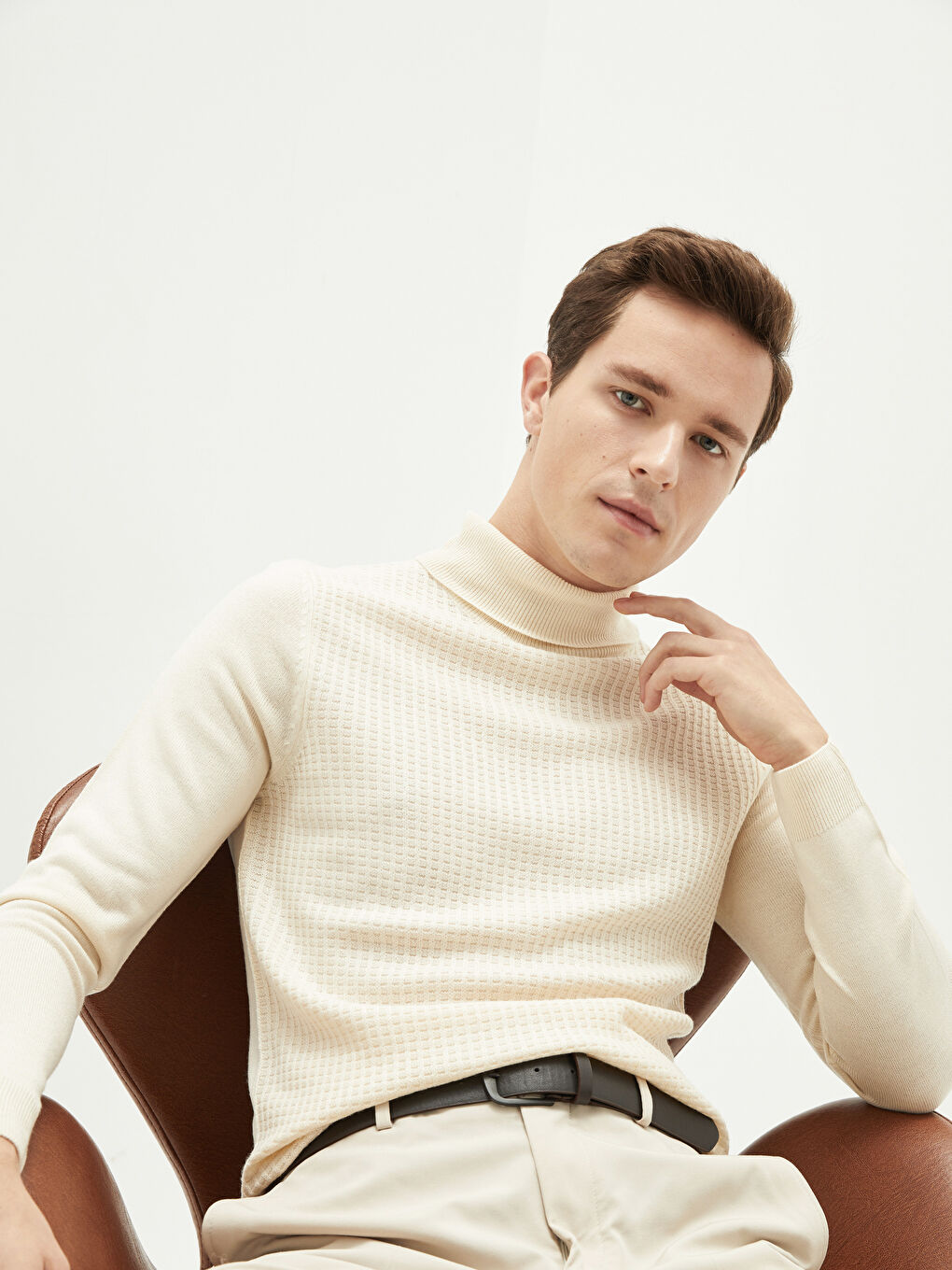 Turtleneck Long Sleeve Men's Knitwear Sweater
