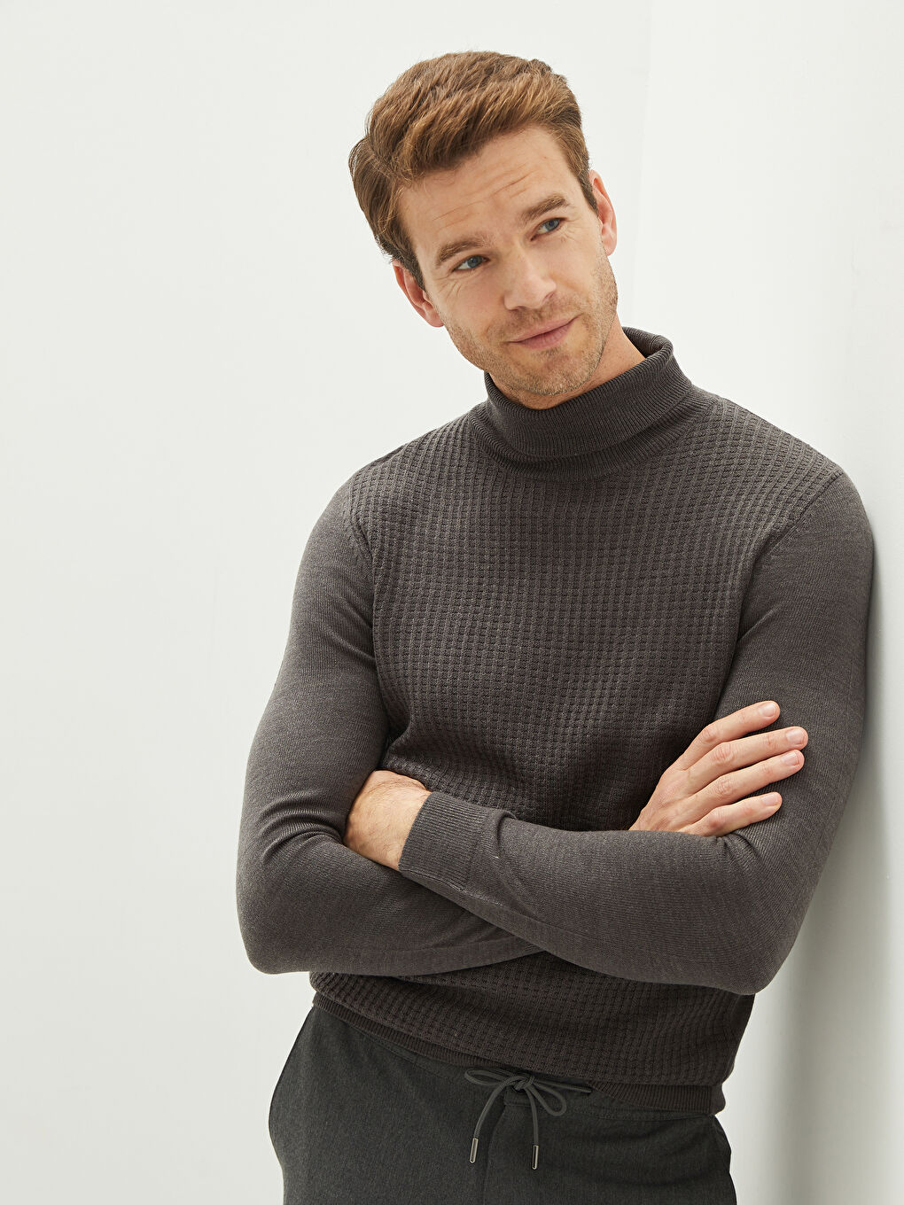 Turtleneck Long Sleeve Men's Knitwear Sweater