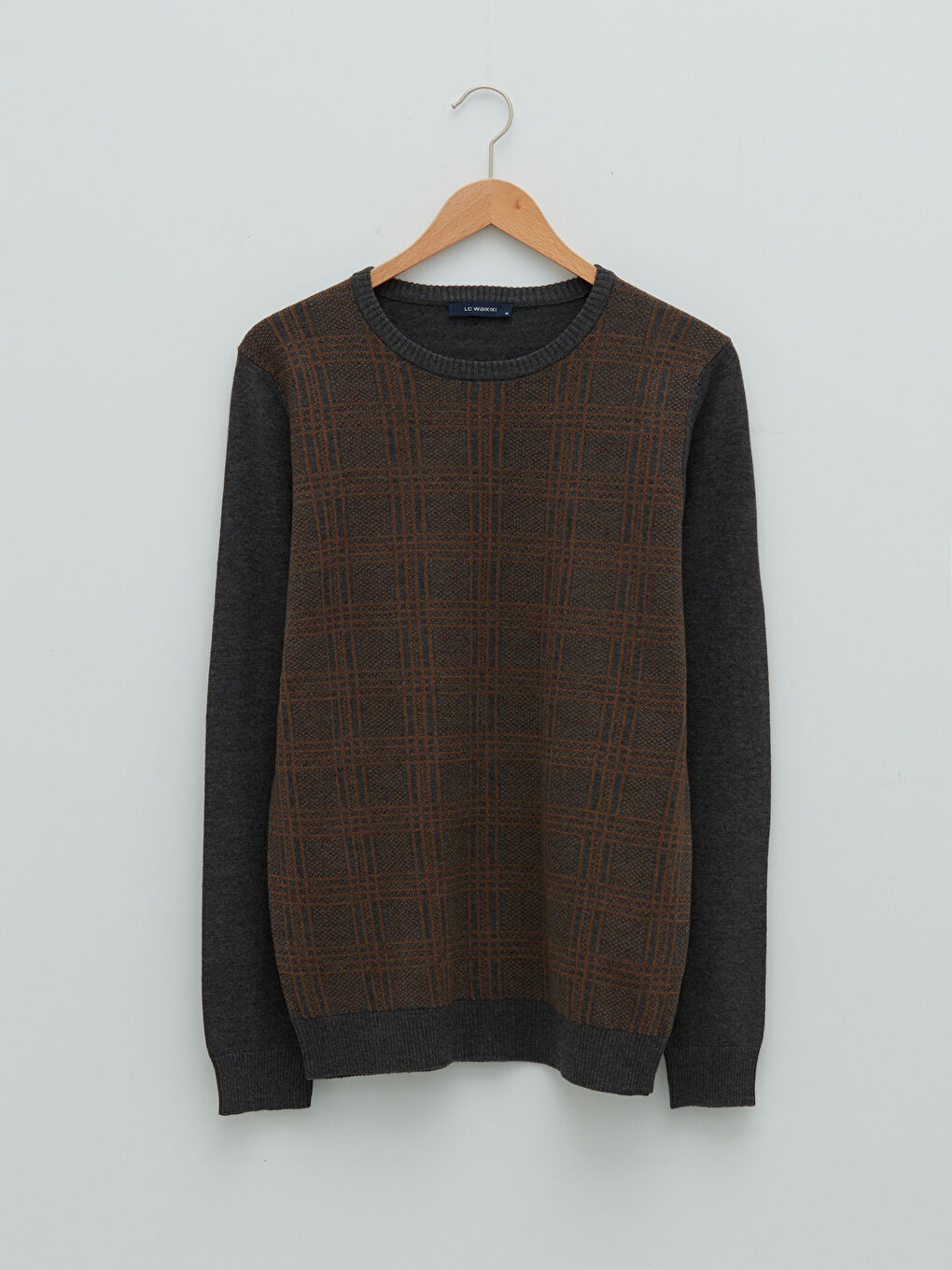 Crew Neck Long Sleeve Men's Tricot Sweater-5