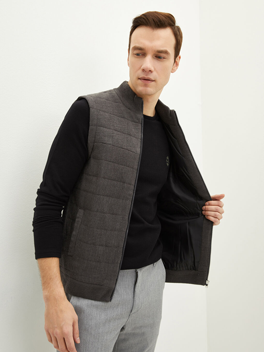 Ерлерге арналған стандартты пішім биік жағалы жилет-1