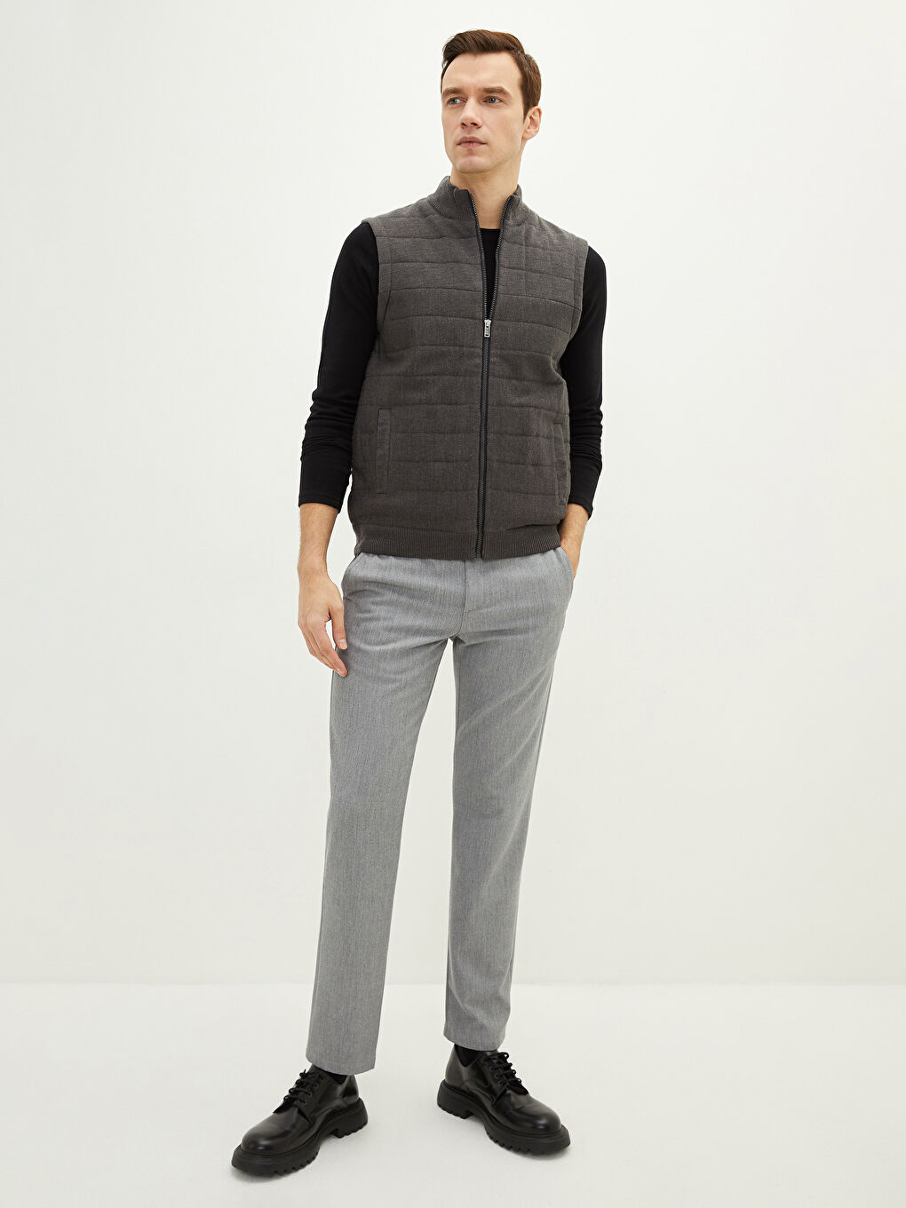 Ерлерге арналған стандартты пішім биік жағалы жилет-2