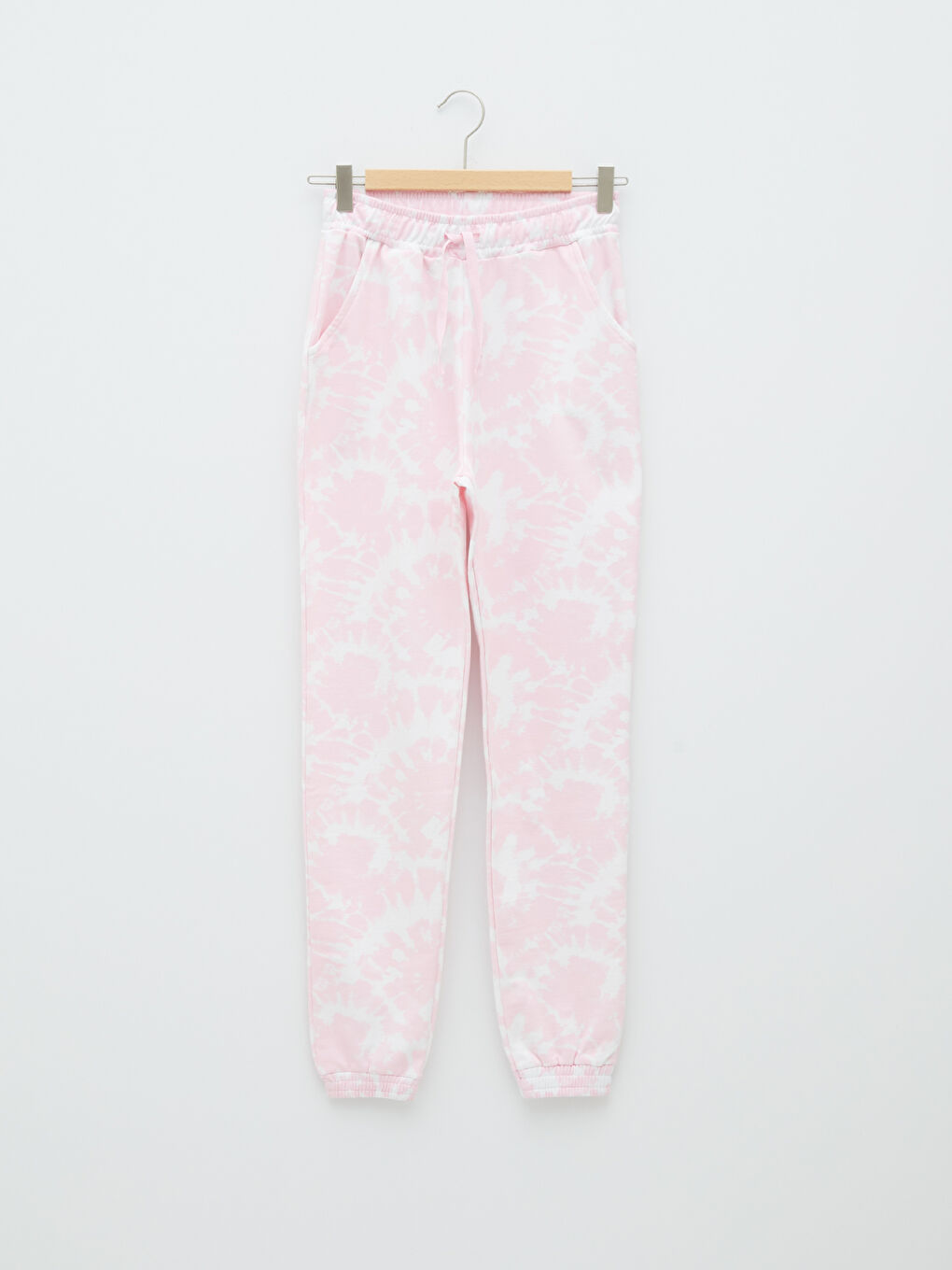Pembe Beli Lastikli Batik Desenli Kız Çocuk Jogger Eşofman Altı