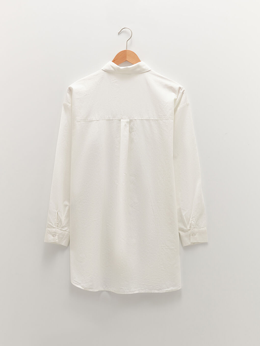 Buttoned Regular Long Sleeve Poplin Women's Shirt-6