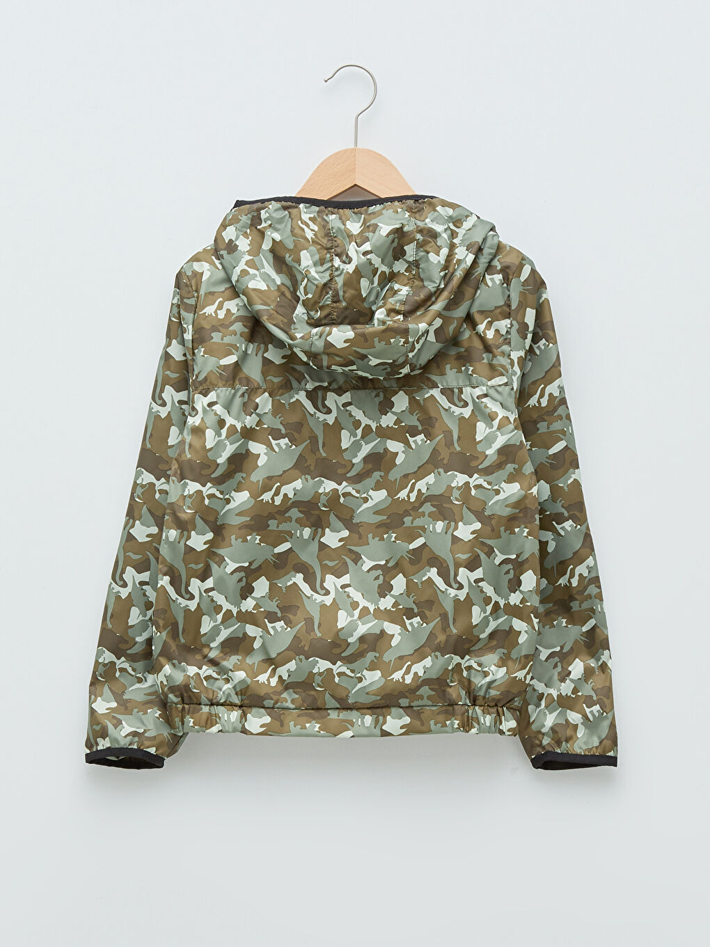 Haki Kapüşonlu Kamuflaj Desenli Erkek Çocuk Mont-1