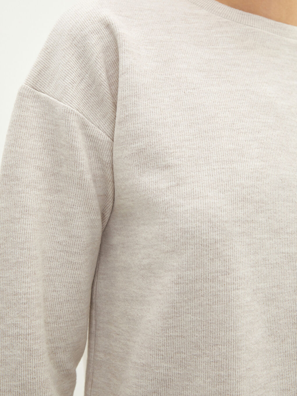 Crew Neck Plain Long Sleeve Women's Crop Top -W1FF49Z8-L8Q