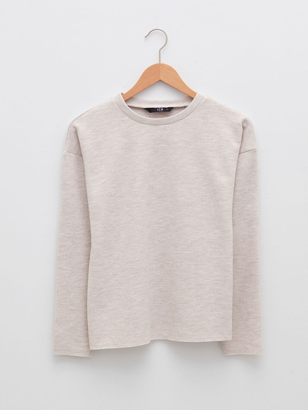 Crew Neck Plain Long Sleeve Women's Crop Top -W1FF49Z8-L8Q