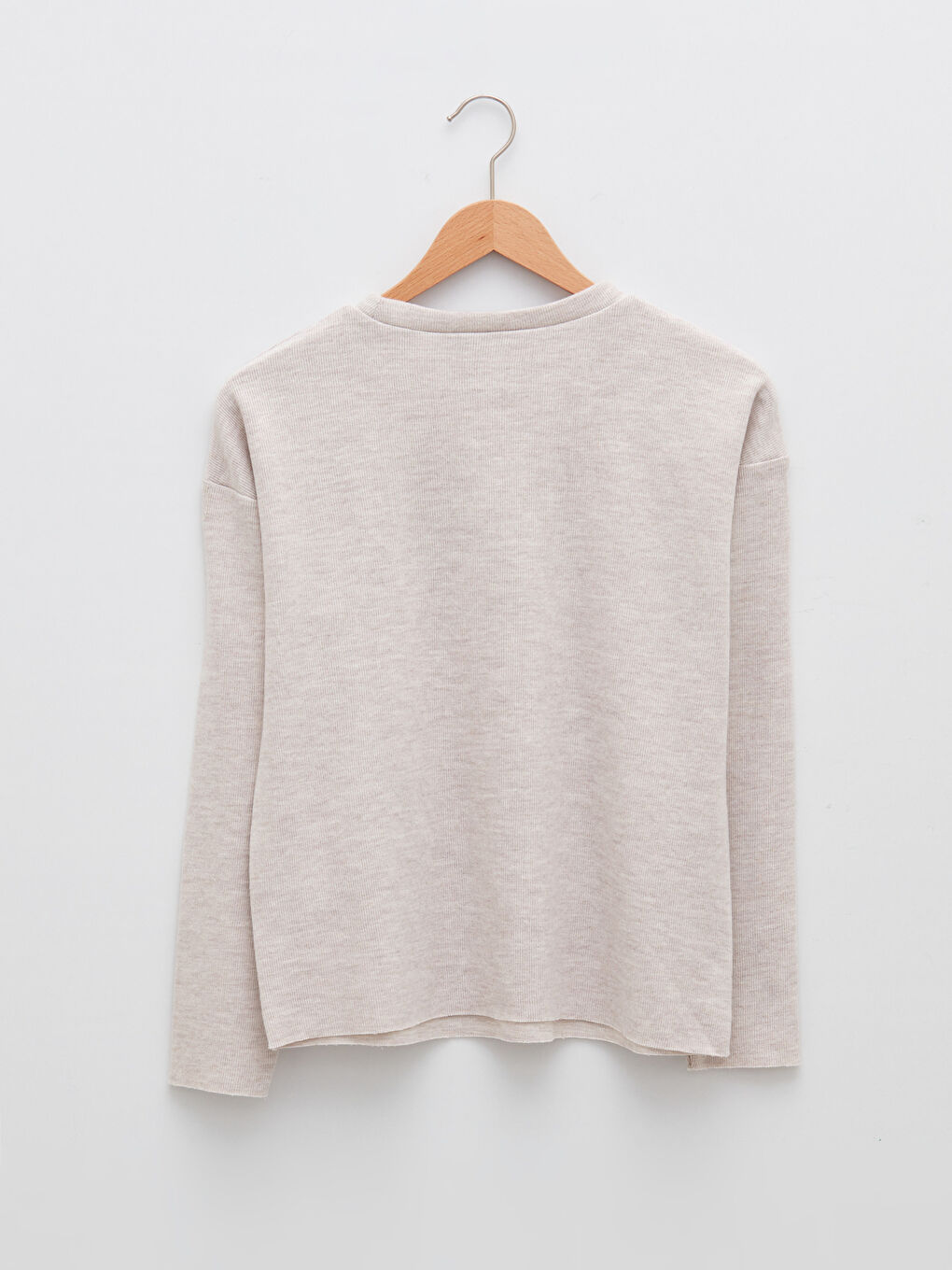 Crew Neck Plain Long Sleeve Women's Crop Top -W1FF49Z8-L8Q