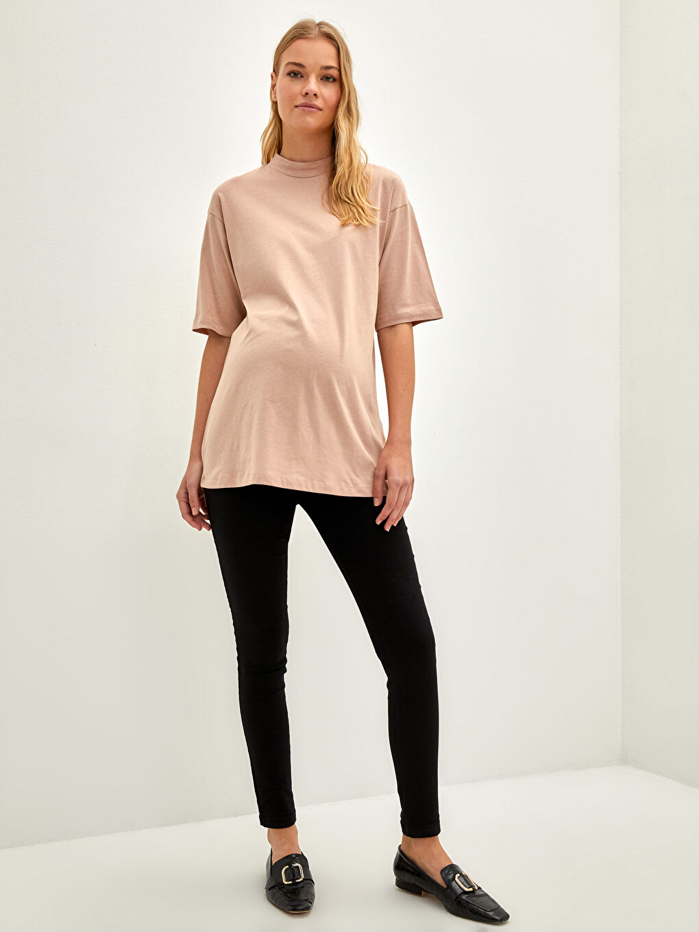 Siyah Karın Panelli Skinny Fit Cep Detaylı Hamile Pantolon-1