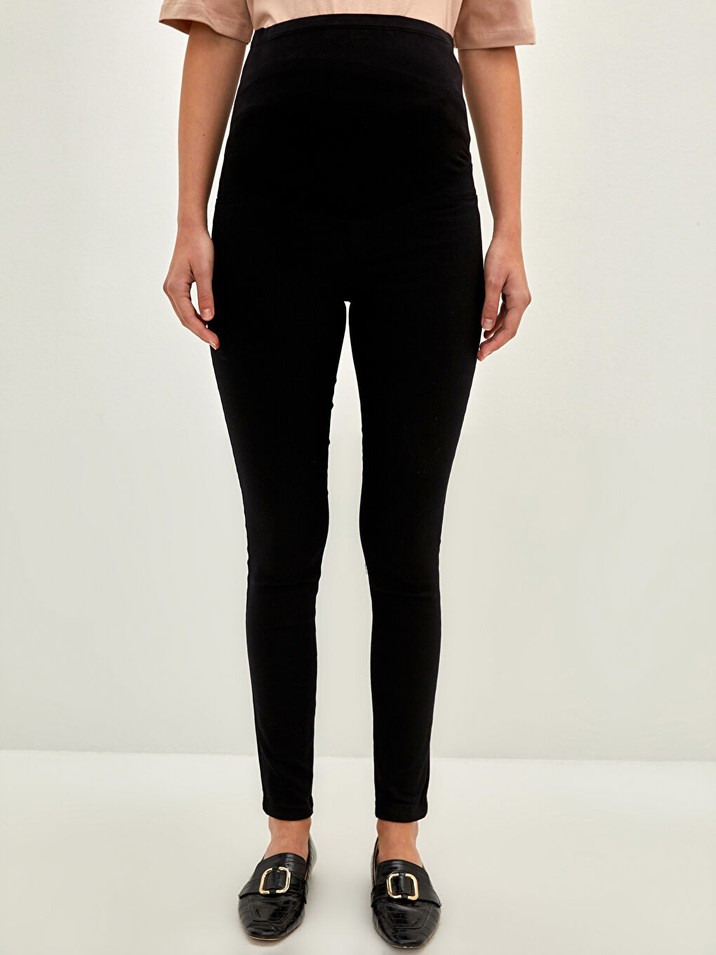 Siyah Karın Panelli Skinny Fit Cep Detaylı Hamile Pantolon-3