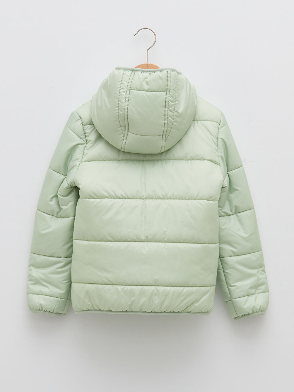 Yeşil Kapüşonlu Kız Çocuk Şişme Mont-3