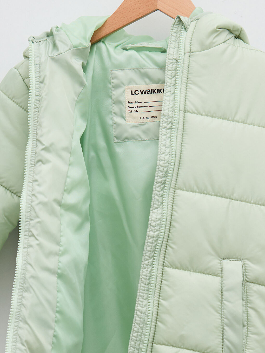 Yeşil Kapüşonlu Kız Çocuk Şişme Mont-4