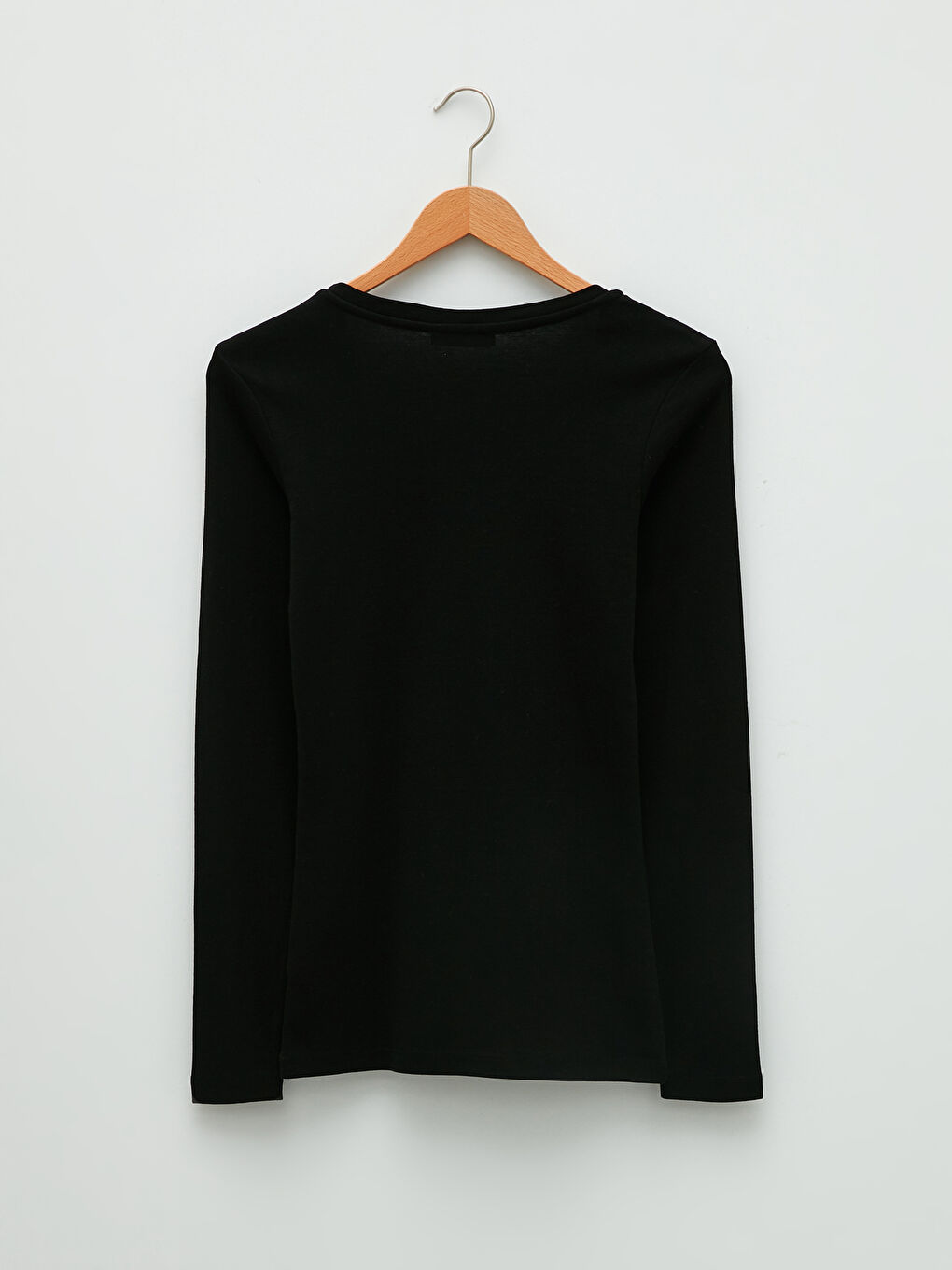 V Neck Straight Long Sleeve Cotton Women's T-Shirt-5