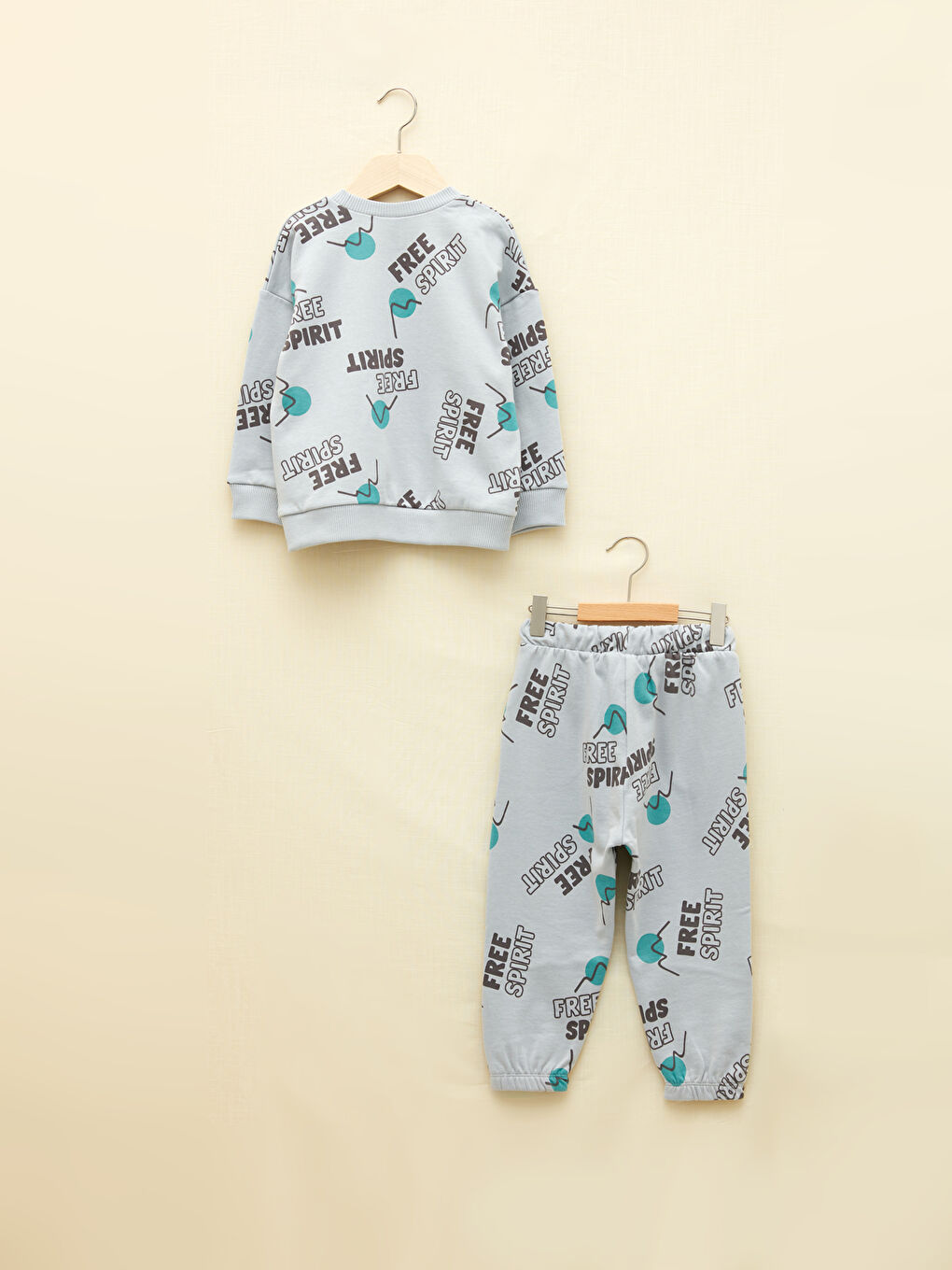Crew Neck Long Sleeve Printed Organic Cotton Baby Boy Sweatshirt and Jogger Sweatpants 2-Pack Set -W1FG12Z1-LRY