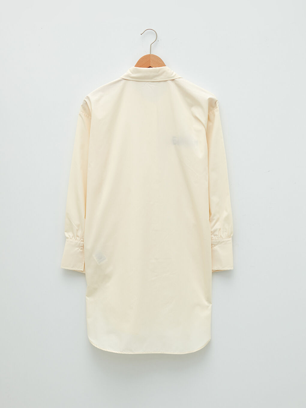 Bej Nakışlı Uzun Kollu Poplin Kadın Gömlek Tunik-12