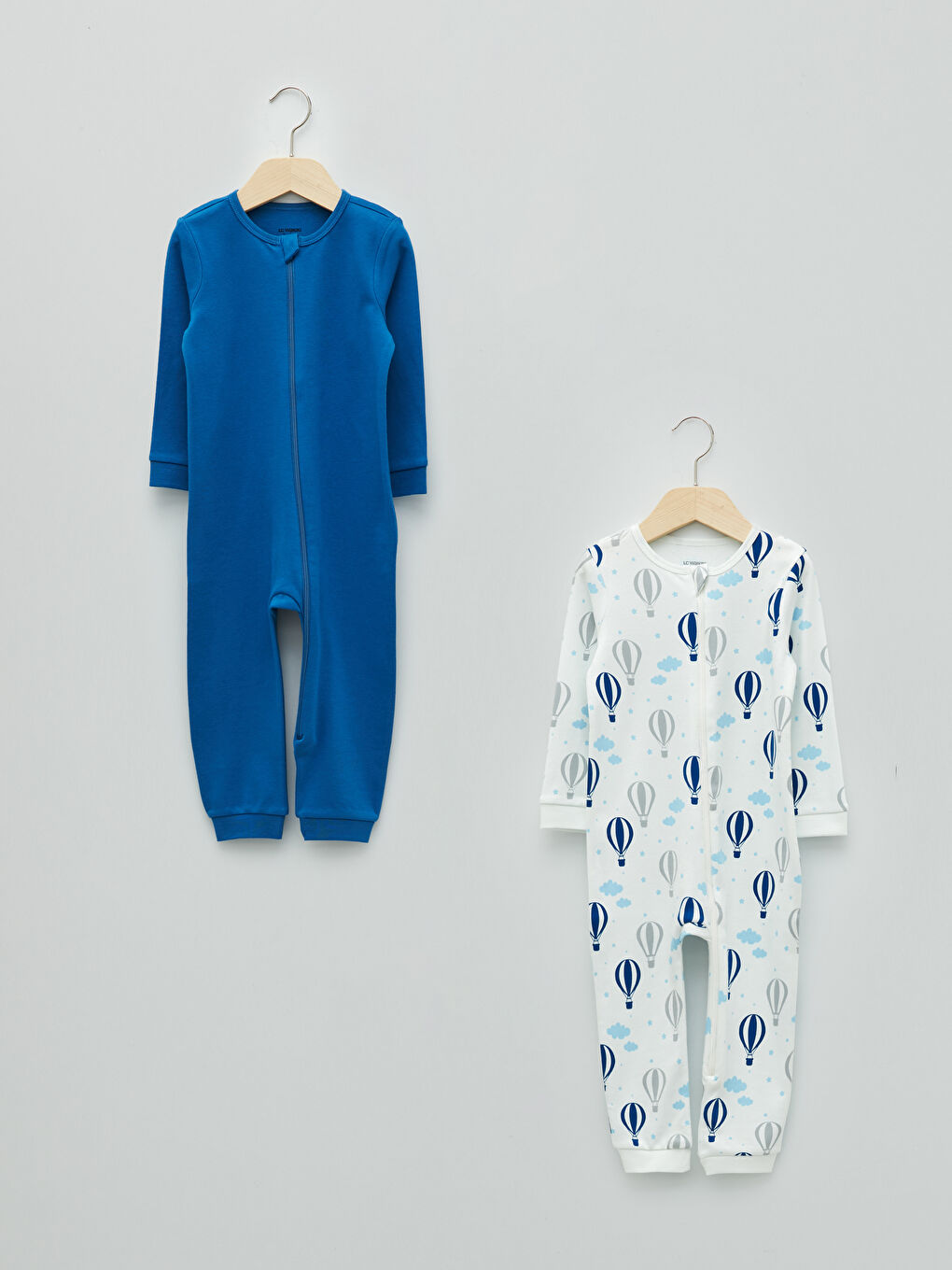 Combinaison Zippée pour Bébé Garçons à Col Rond et Manches Longues - Lot de 2