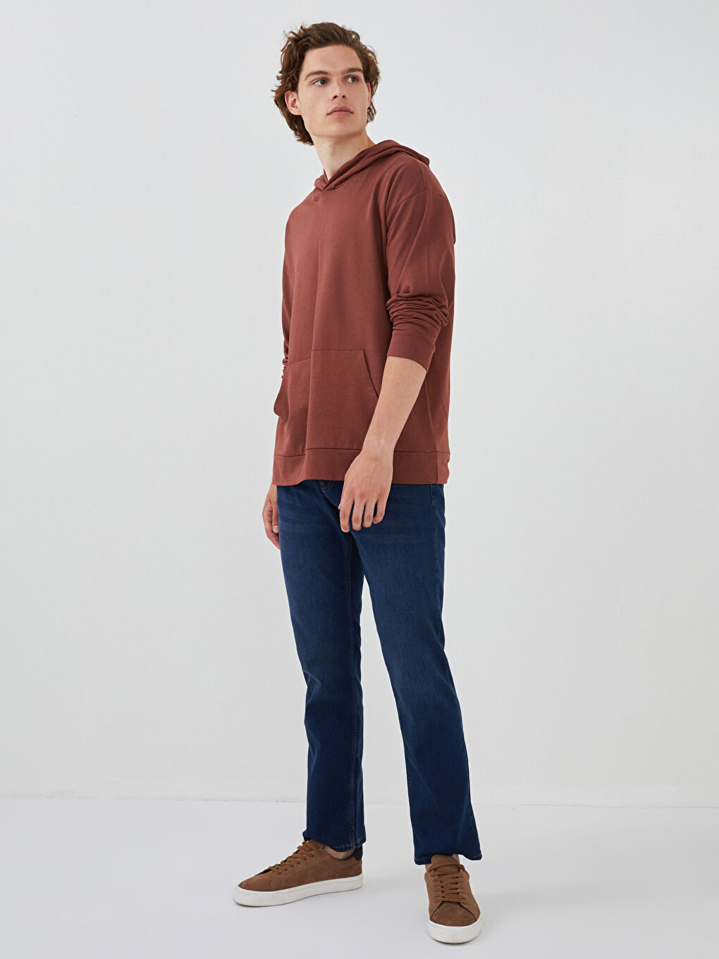 Pembe Uzun Kollu Erkek Hoodie-3