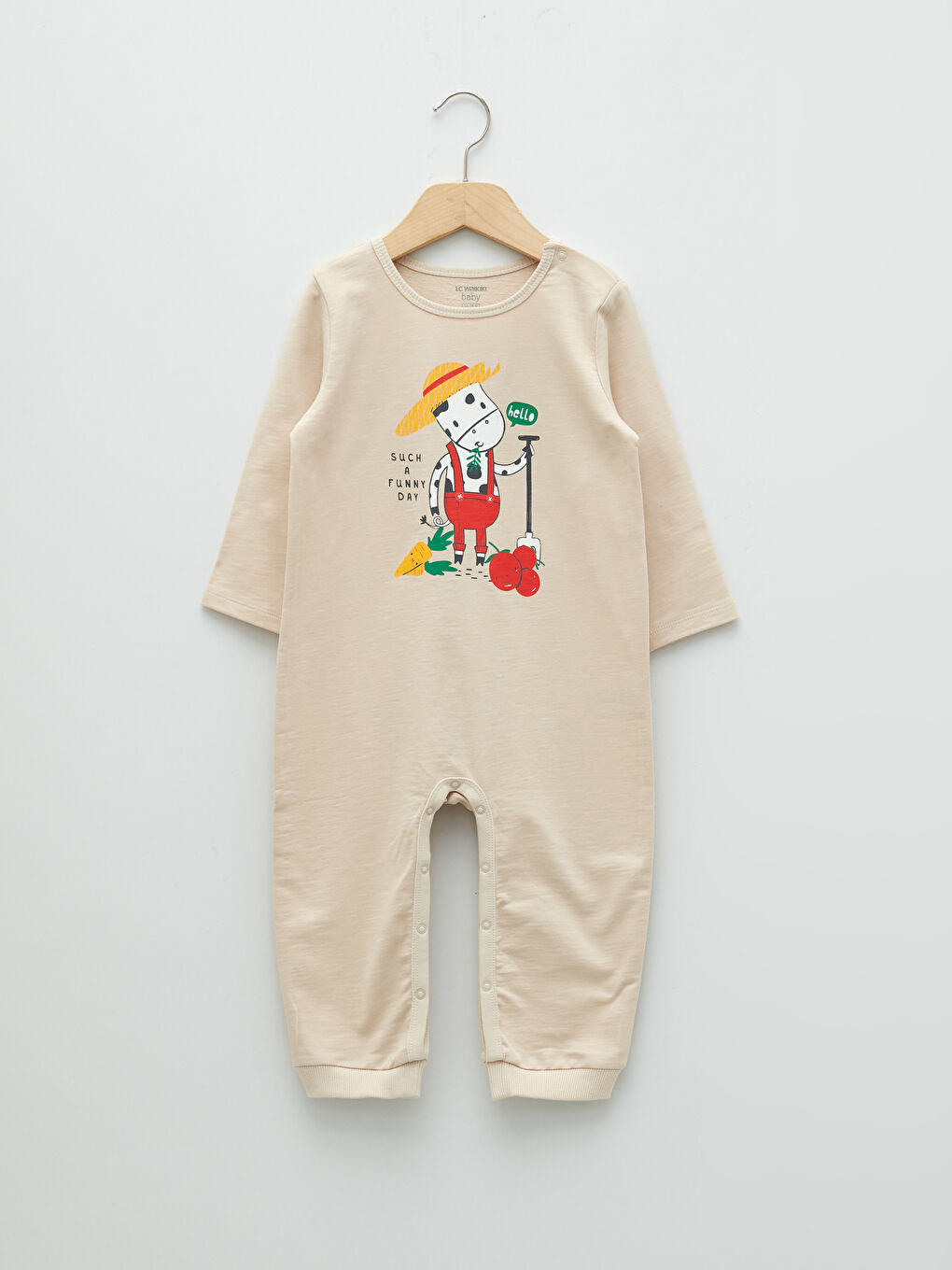 Crew Neck Long Sleeve Printed Baby Boys' Jumpsuit