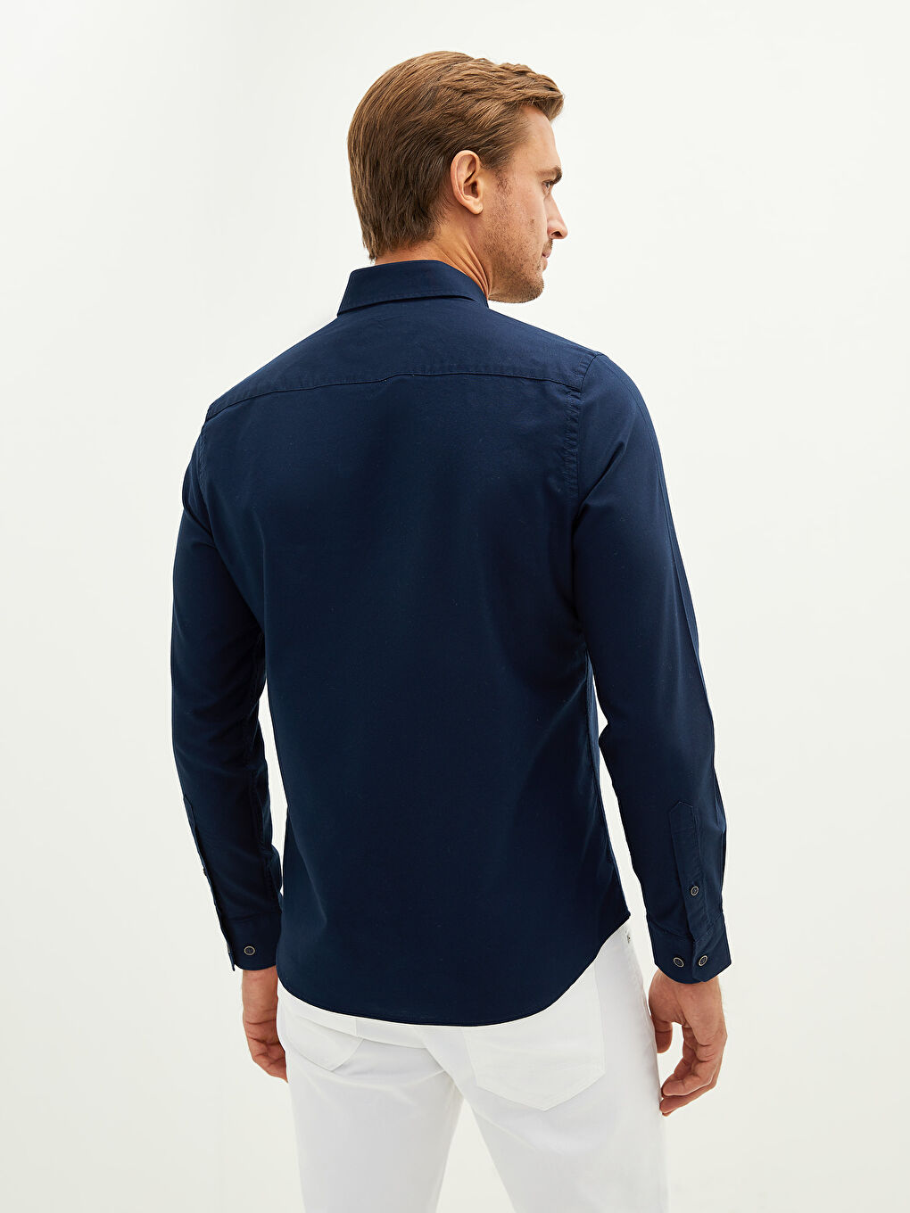 قميص رجالي كم طويل قطن رفيع-5