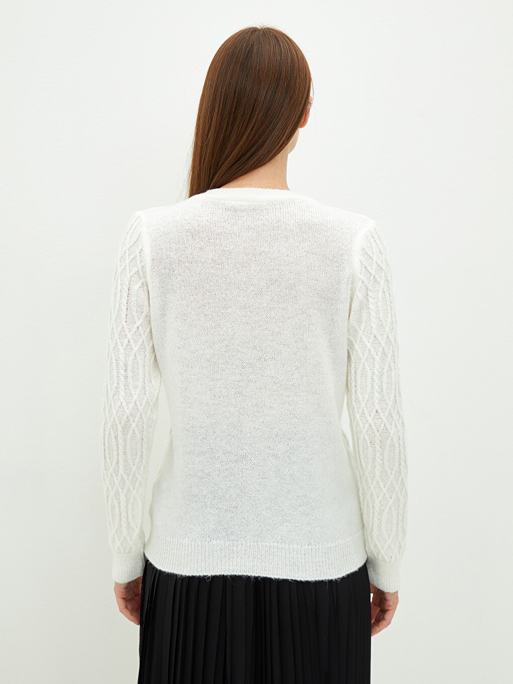 Cardigan Femme à Col Rond et Manches Longues-4