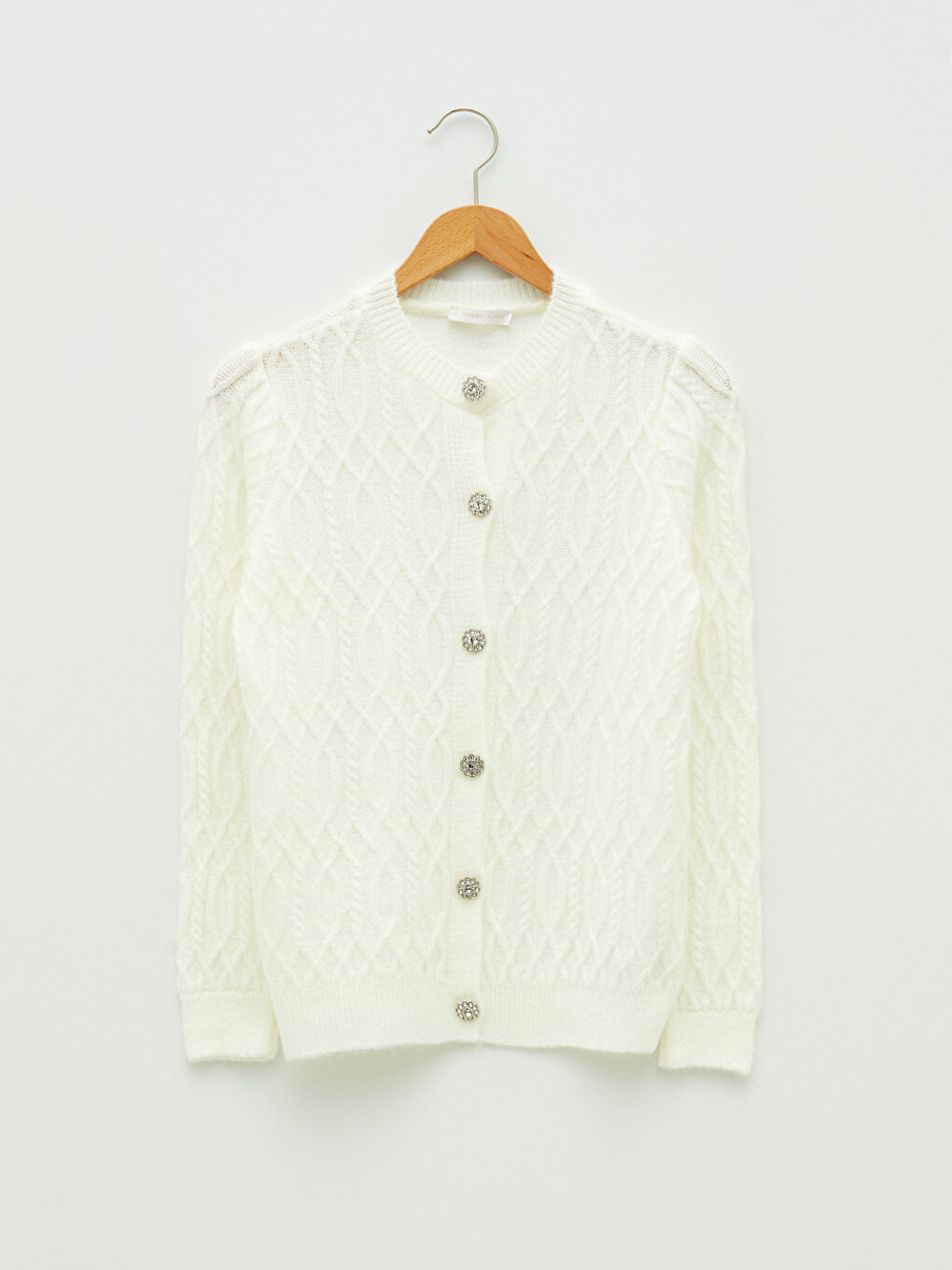 Cardigan Femme à Col Rond et Manches Longues-5