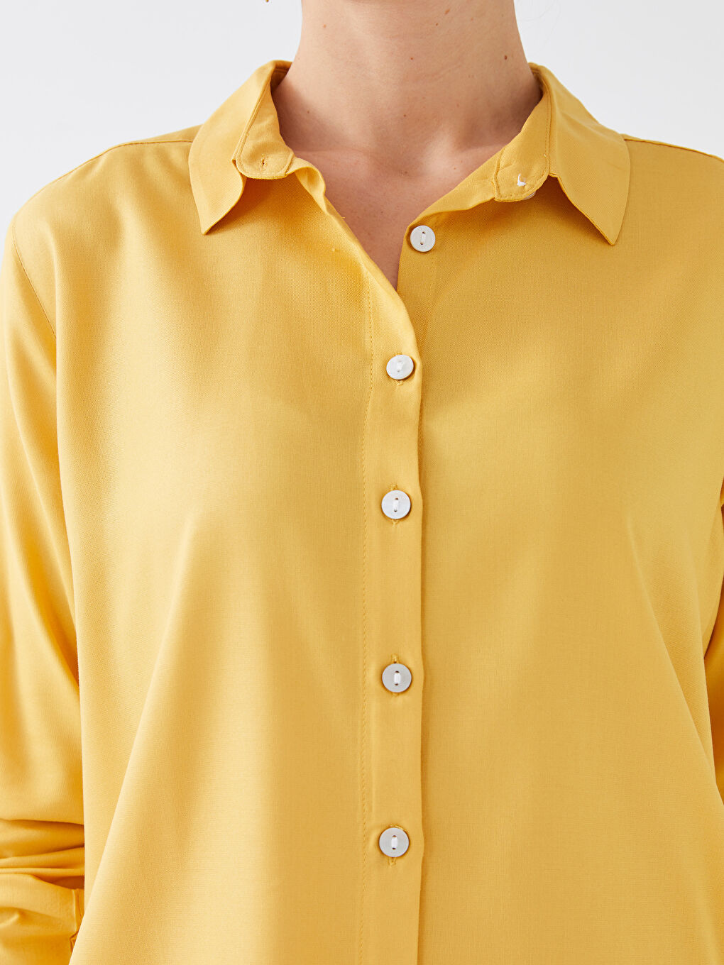 Plain Long Sleeve Women's Viscose Shirt-3