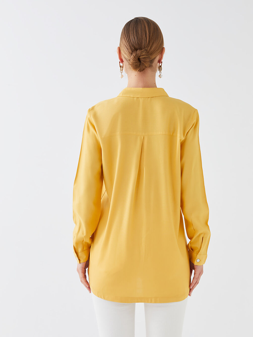 Plain Long Sleeve Women's Viscose Shirt-4