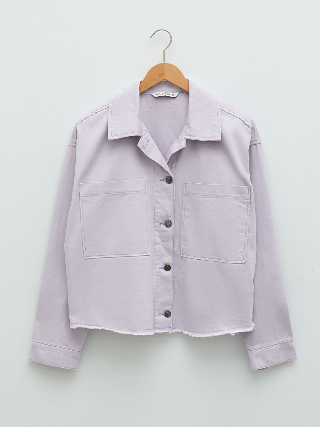 Shirt Collar Straight Long Sleeved Pocket Detailed Poplin Women's Jacket-5