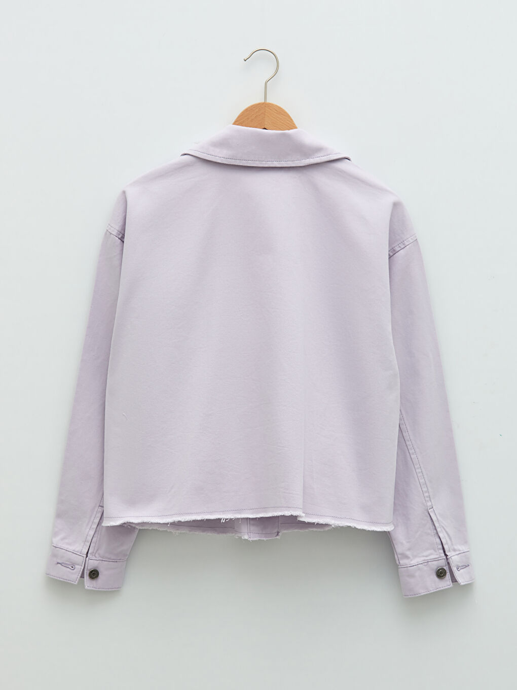 Shirt Collar Straight Long Sleeved Pocket Detailed Poplin Women's Jacket-6