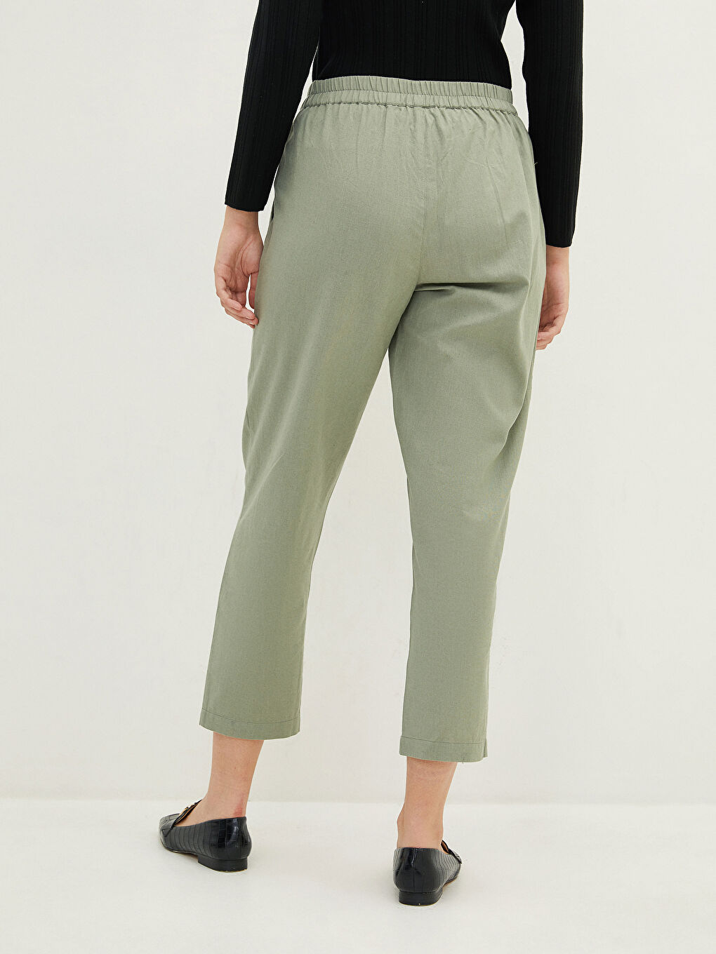 سروال نساء بخصر مطاطي وتفاصيل رباط-3