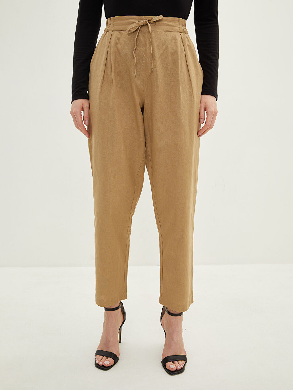 سروال نساء بخصر مطاطي وتفاصيل رباط-2