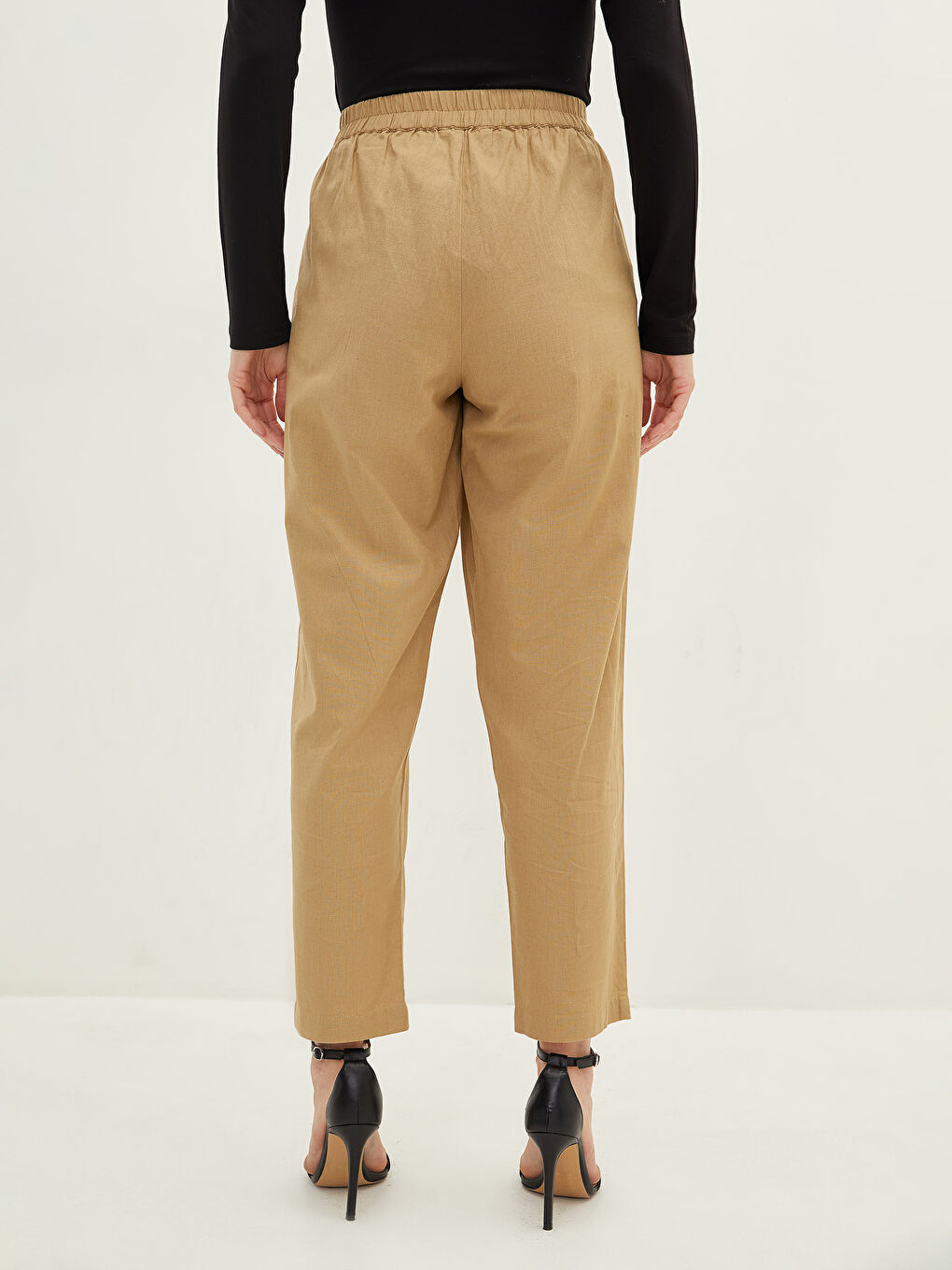 سروال نساء بخصر مطاطي وتفاصيل رباط-3