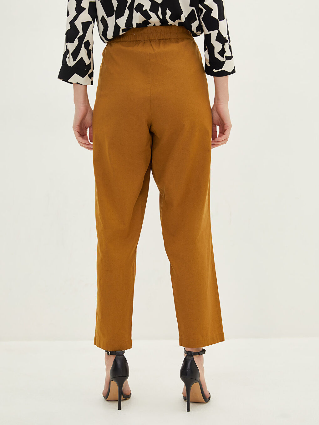 Women's Trousers with Elastic Waist and Tie Detail-3