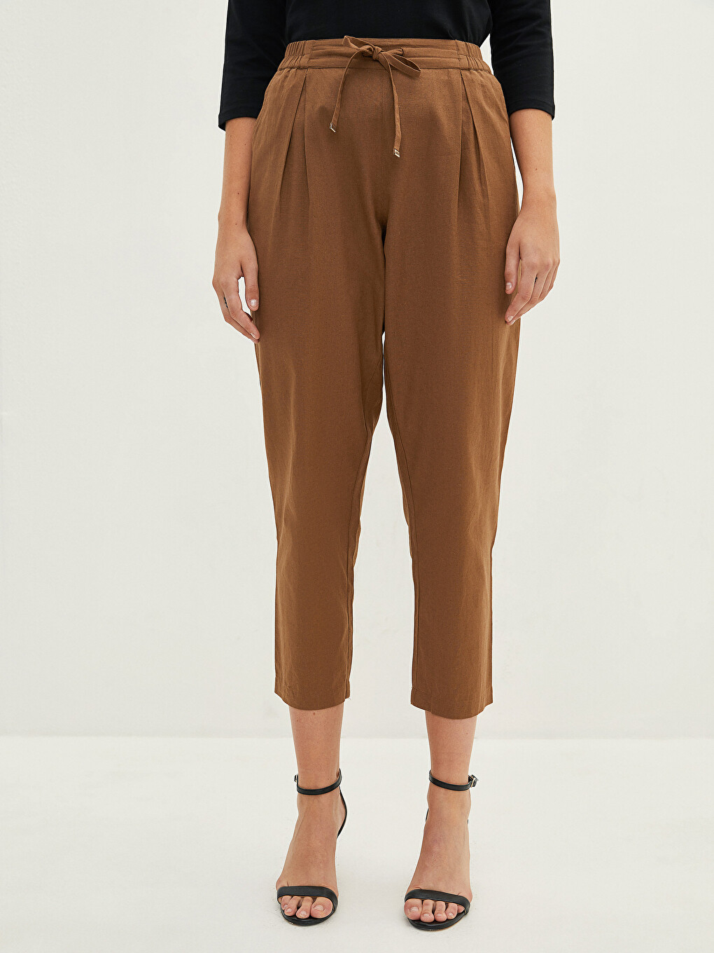 Women's Trousers With Elastic Waist And Tie Detail-3