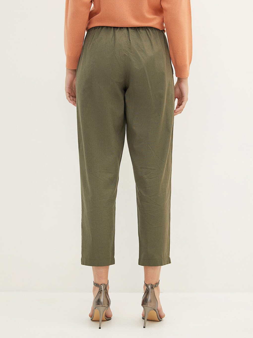 Women's Trousers With Elastic Waist And Tie Detail-3