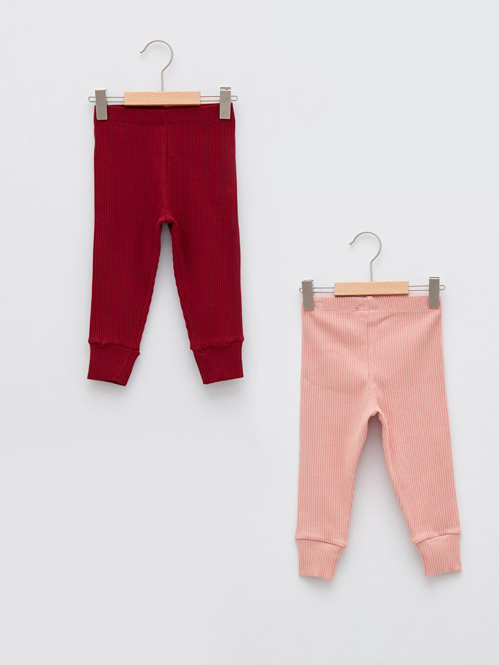Bordo Beli Lastikli Basic Pamuklu Kız Bebek Pijama Alt 2'li-1