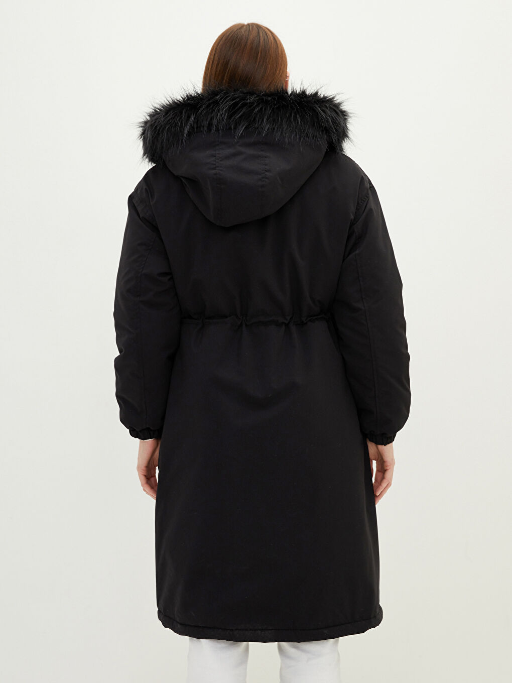 Fur Detail Hooded Straight Long Sleeve Thick Women's Parka-5