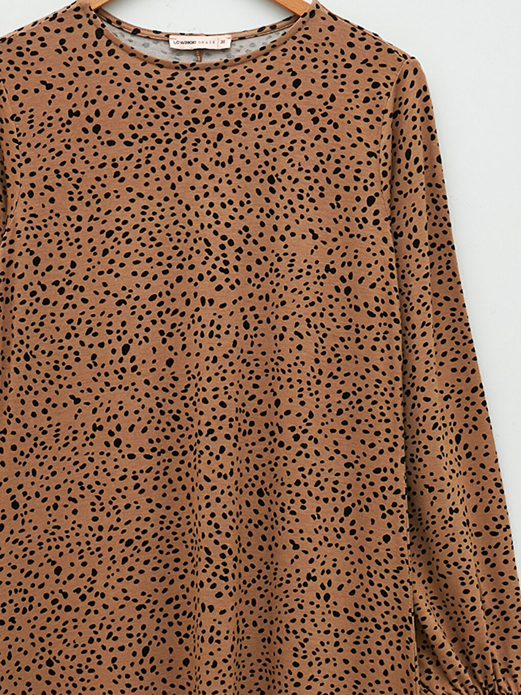 Crew Neck Patterned Long Sleeve A Cut Viscose Women's Dress-7