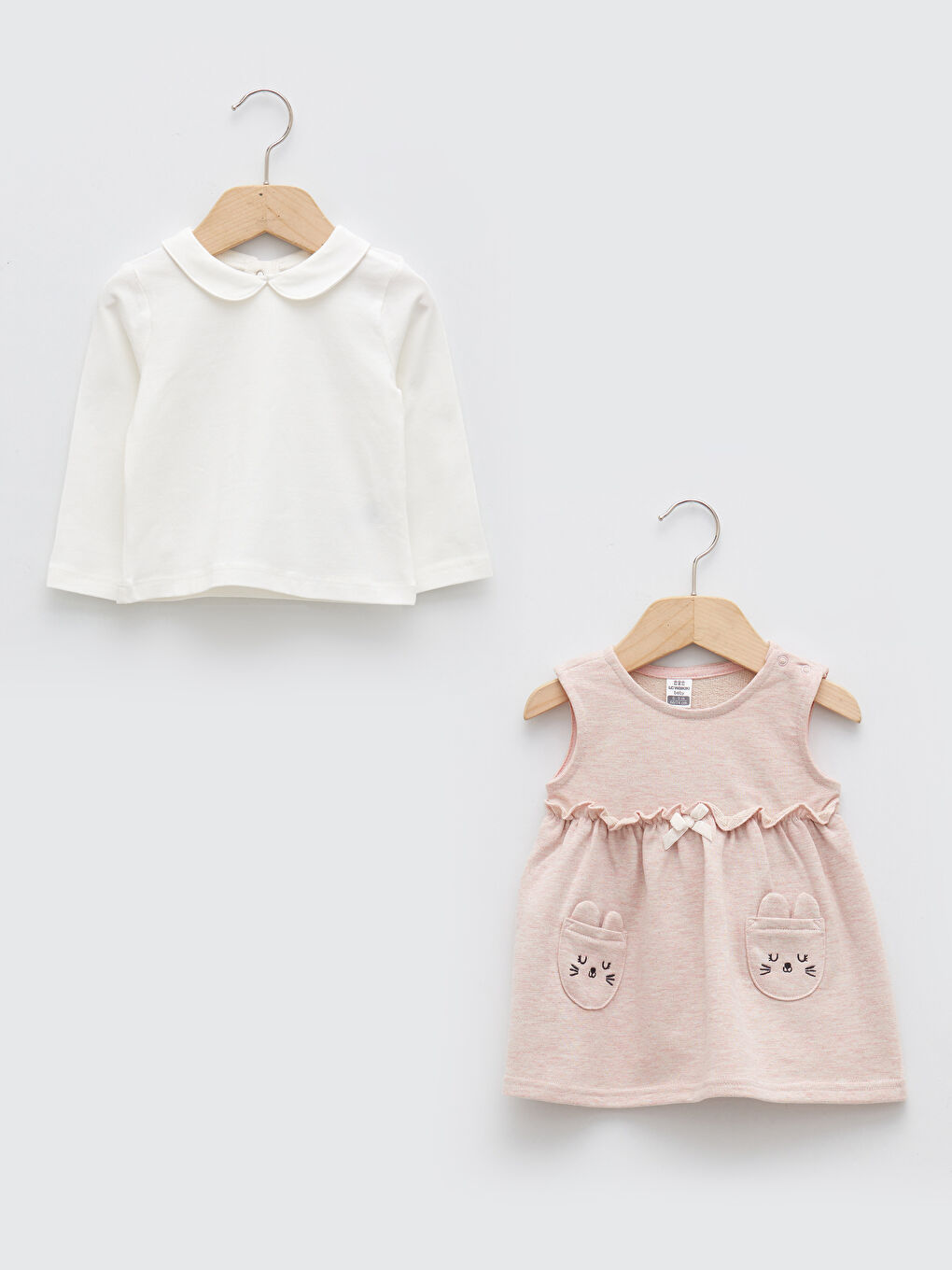 LCW baby Bebe Collar Long Sleeved Baby Girl Suit 2-Pack -W1FI75Z1-FWH
