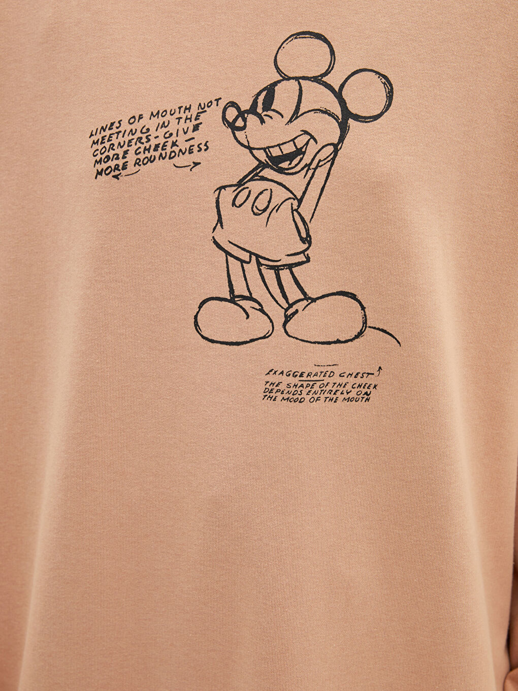 Pembe Bisiklet Yaka Mickey Mouse Baskılı Kadın Sweatshirt Tunik-3