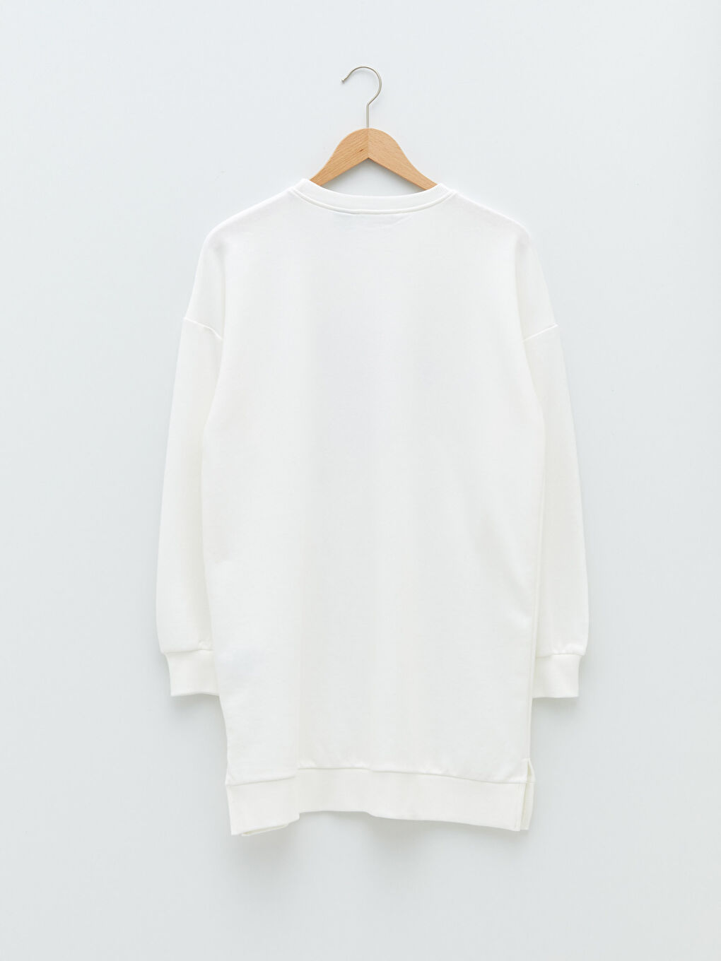 Ekru Bisiklet Yaka Mickey Mouse Baskılı Kadın Sweatshirt Tunik-6