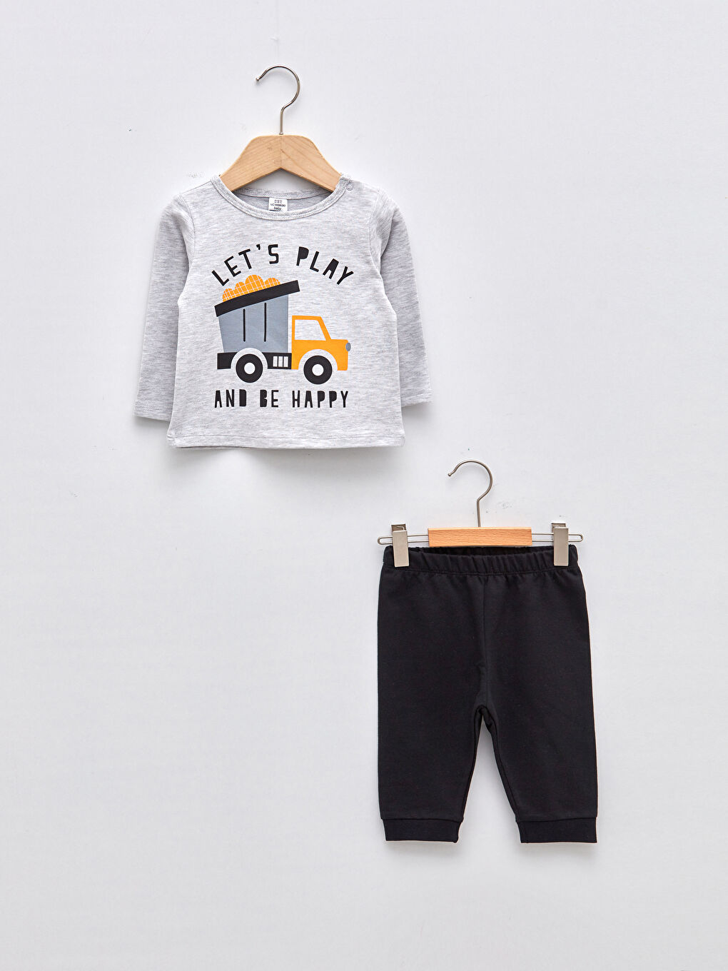Crew Neck Long Sleeve Printed Baby Boy Pajama Set