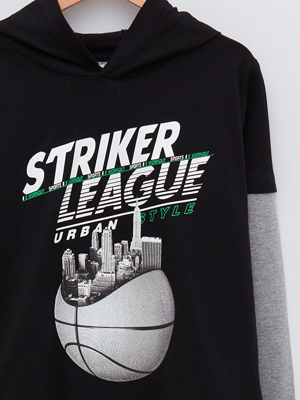 Футболка з капюшоном, з принтом, довгий рукав для хлопчиків-2